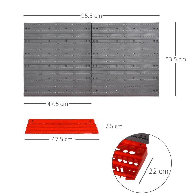 54-Piece Tool Organiser - 50 Pegs & 2 Shelves