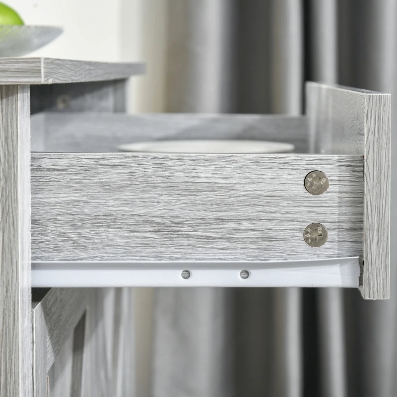 Farmhouse Barn Door Sideboard Storage Cabinet - Grey Grain Coffee Bar for Living Room - Rustic Home Decor