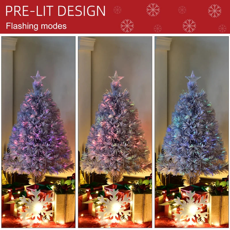 2.5FT Prelit White Artificial Tabletop Christmas Tree with Fiber Optics - Festive Holiday Decoration for Home, Table & Desk