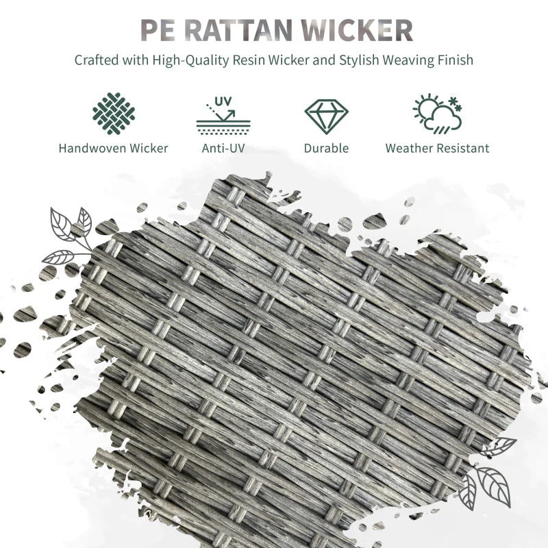 5-Piece Light Grey Rattan Dining Set - Outdoor Patio Furniture