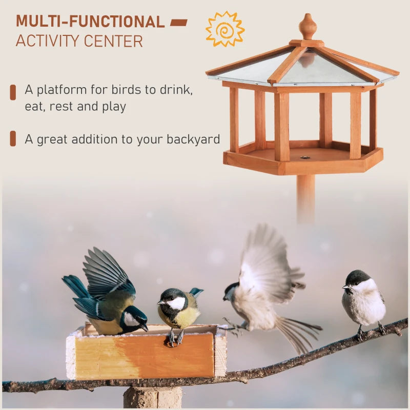 Wooden Bird Table Garden Feeding Station - 153cm Height, Durable Outdoor Bird Feeder for Wild Birds, Eco-Friendly Design
