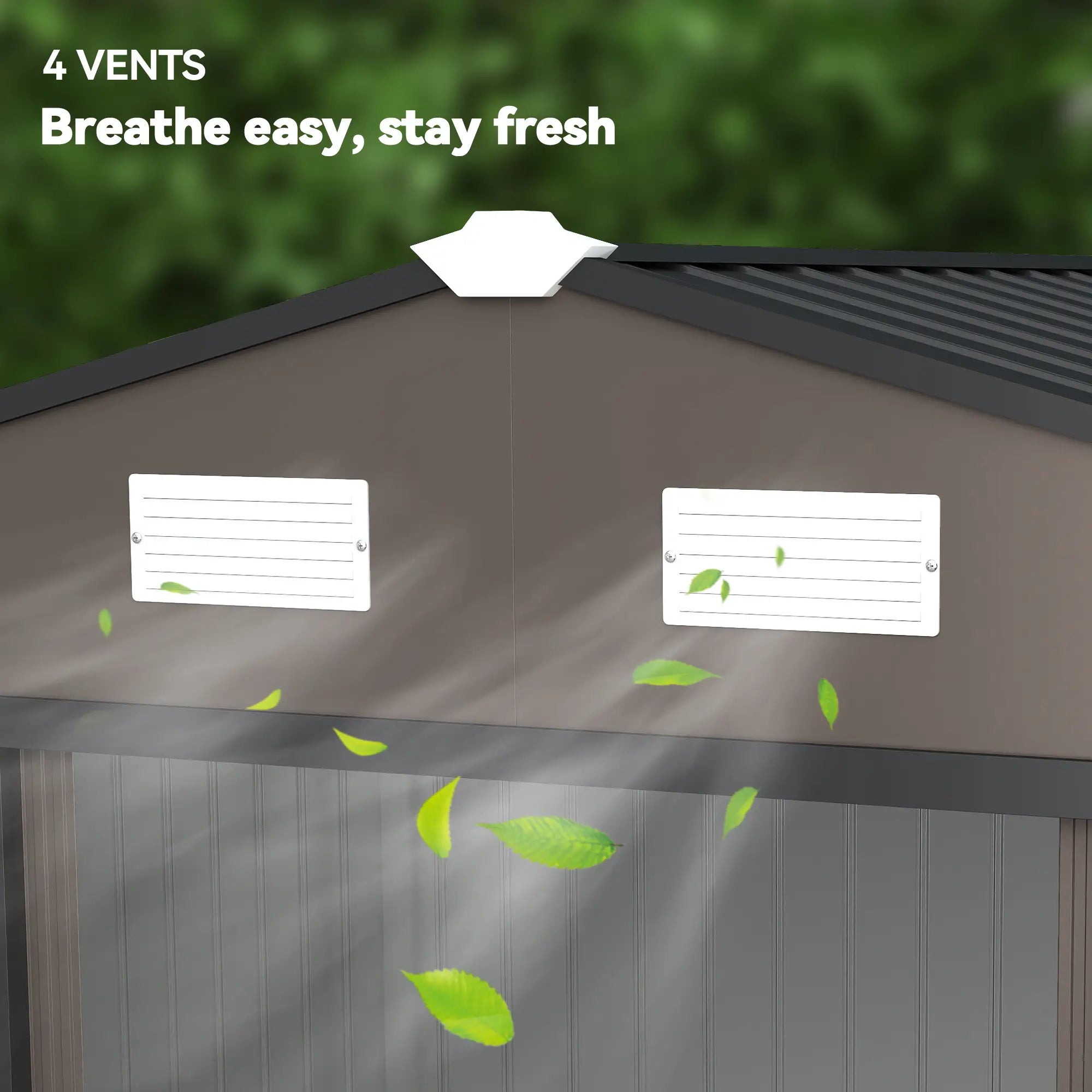 9ft x 6ft Outdoor Garden Storage Oasis with Foundation, Ventilation, and Rustic Brown Doors