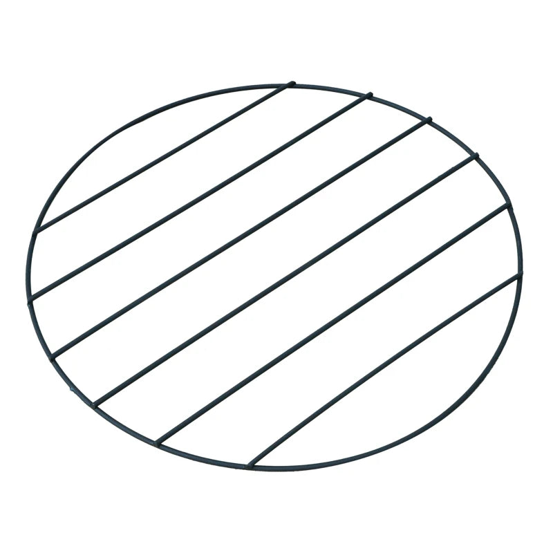 Metal Fire Pit Bowl - Round Outdoor Fire Pit with Lid, Log Grate & Poker for Backyard BBQ & Camping - 56cm