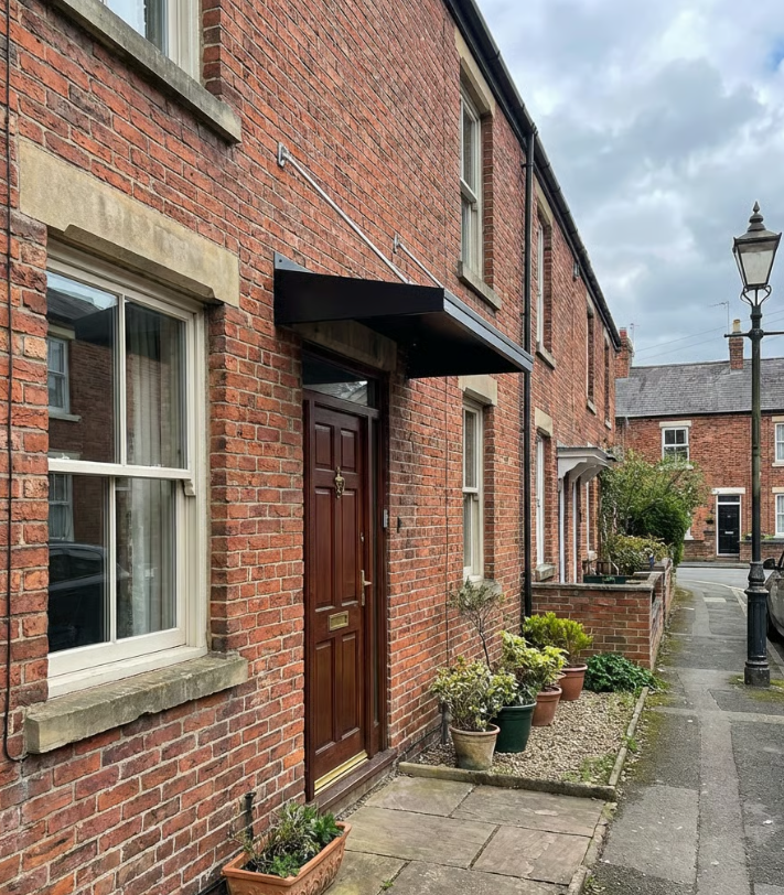 Aurelius LuxeSteel LED Entrance Canopy with Dual Soffit Arms