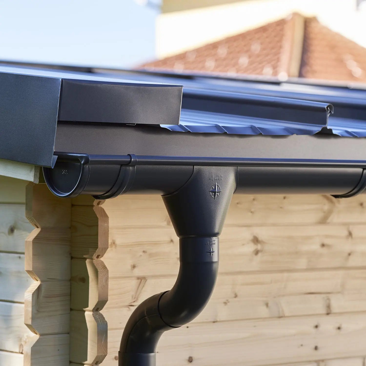 150mm Half Round Black Coated Galvanised Steel Gutter Stop End
