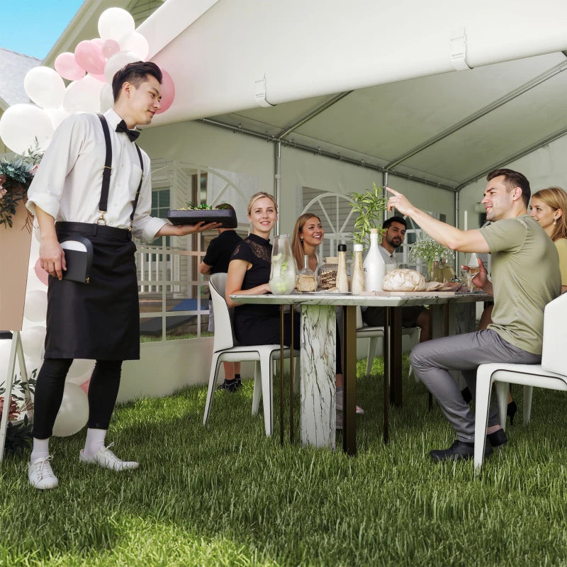 Heavy Duty 6m x 4m Garden Gazebo with Removable Sides and Windows for Parties Weddings and Events White Marquee Tent