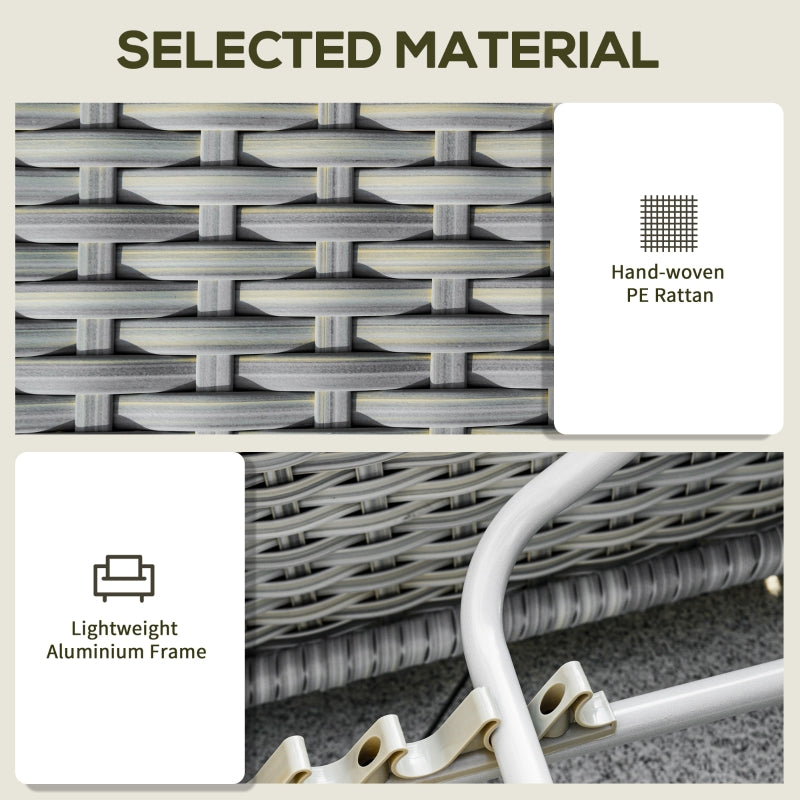 3 Seater Grey Rattan Sofa With Cream Cushions