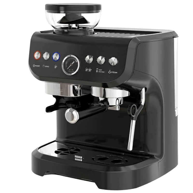 Premium 15 Bar Coffee Machine with Adjustable Grind, Steamer & Complete Accessories for Perfect Espresso at Home