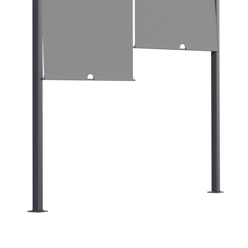 Dark Grey Metal Pergola with LED Lights and Sliding Roof, Solar Powered - 3m x 4m