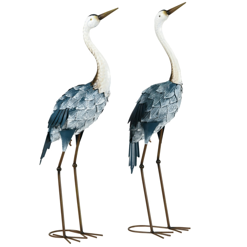 Colorful Crane Garden Statues - 2 Piece Set