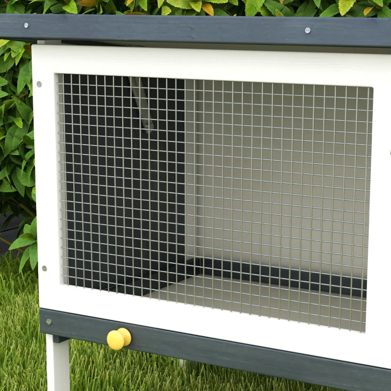 Wooden Rabbit Hutch for Small Animals Outdoor Bunny Cage with Openable Asphalt Roof 90 x 45 x 65 cm