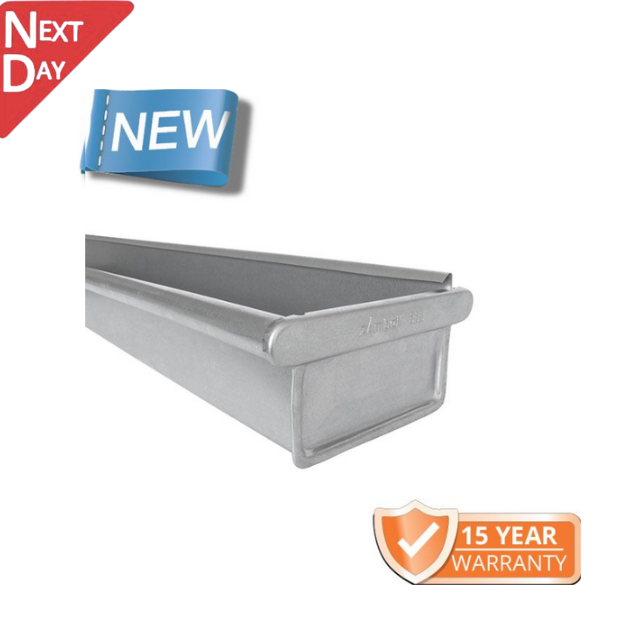 120x75mm Box Profile Galvanised Steel Gutter - Pre-Fab RH Stop End Including 1m Length