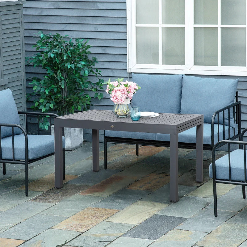 Grey Extendable Outdoor Dining Table, 10 Seater, Aluminium Frame, 135-270cm x 90cm x 75cm