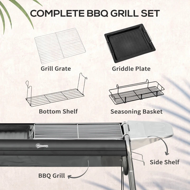 Black Charcoal BBQ Grill - Portable Outdoor Grill for Perfect Grilling and Smoking