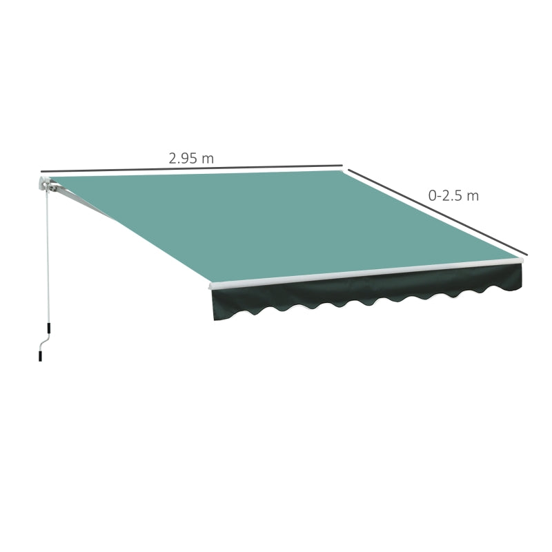 3m x 2.5m Manual Retractable Awning - Dark Green