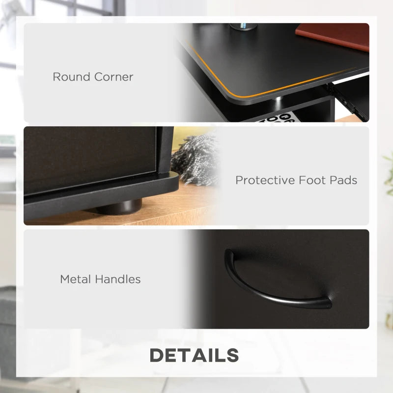 Modern Black Computer Desk with Keyboard Tray, CPU Shelf, Drawers & Sliding Scanner Shelf - Ideal Office Workstation