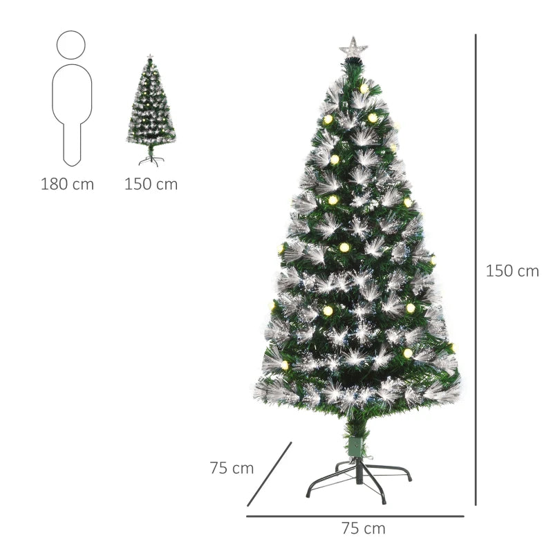 5ft Pre-Lit White Artificial Christmas Tree with 180 LEDs & Star Topper - Full Bodied Seasonal Decoration for Home