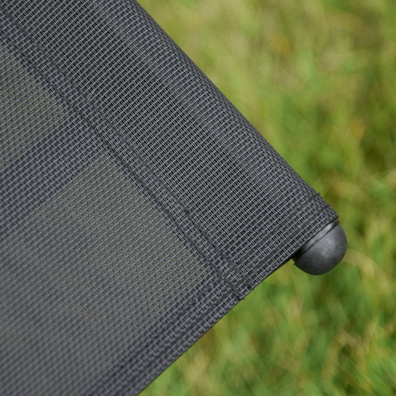 Black Outdoor Rocking Chair with Mesh Fabric, Headrest, Armrest, Storage Bag