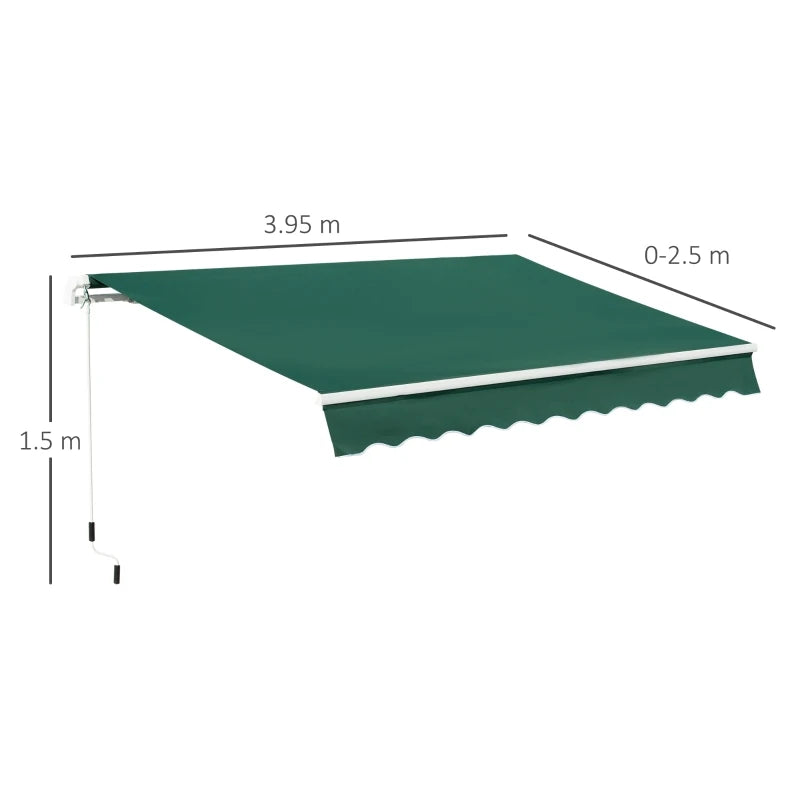 4m x 2.5m Manual Awning Sun Shade - Green
