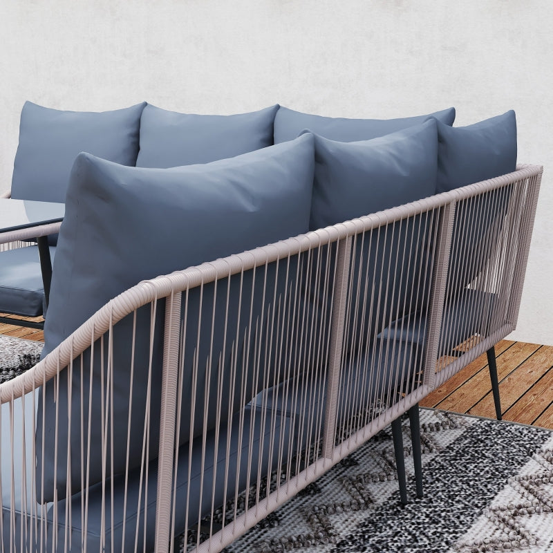 6-Piece Brown and Grey Rattan Garden Sofa Set - Strong and Durable Outdoor Furniture