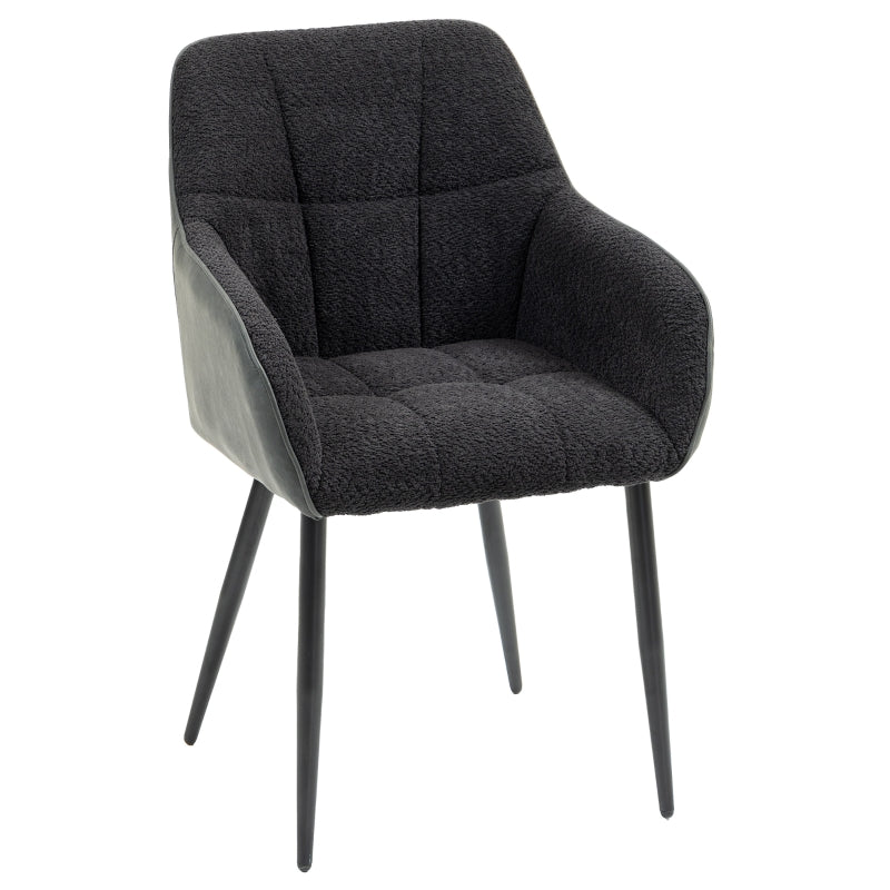 Stylish Upholstered Accent Chair with Foot Pads, Chenille Fabric Front and PU Back for Living Room or Bedroom