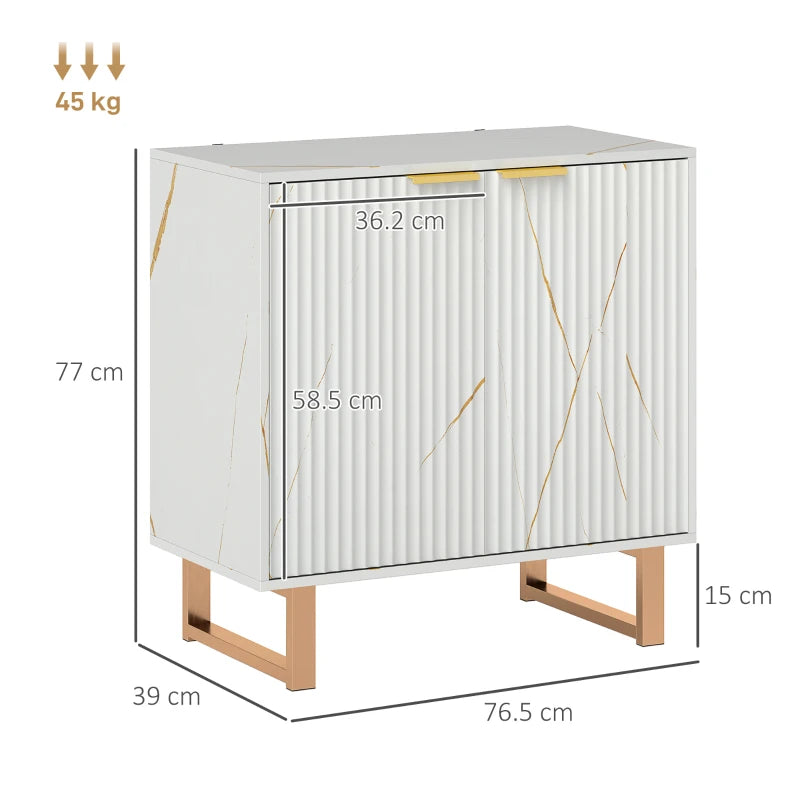 Elegant White and Gold-Tone Storage Sideboard - Modern Design for Living Room, Dining Room, or Entryway
