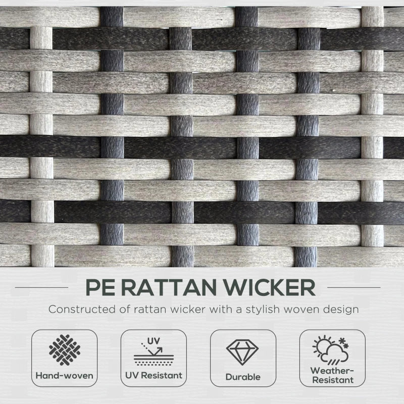 Grey Rattan Sun Lounger Set with Storage Table & Footstools