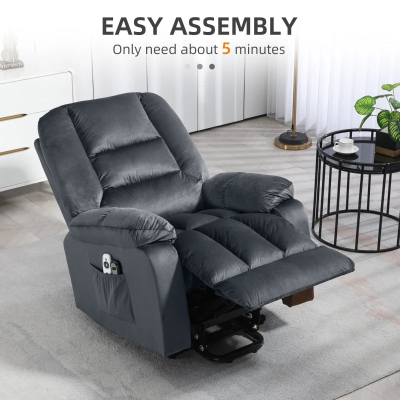 Eight-Point Massage Armchair with Heat and Reclining Backrest in Grey for Ultimate Comfort