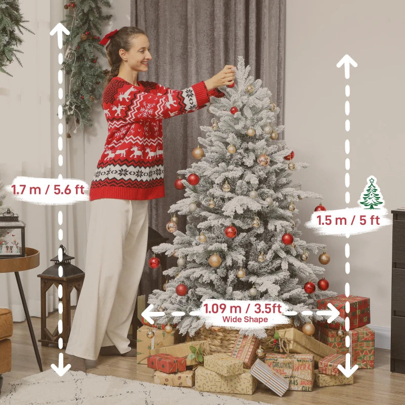5ft Snow Flocked Artificial Christmas Tree - Realistic Holiday Decor for Festive Home Decoration