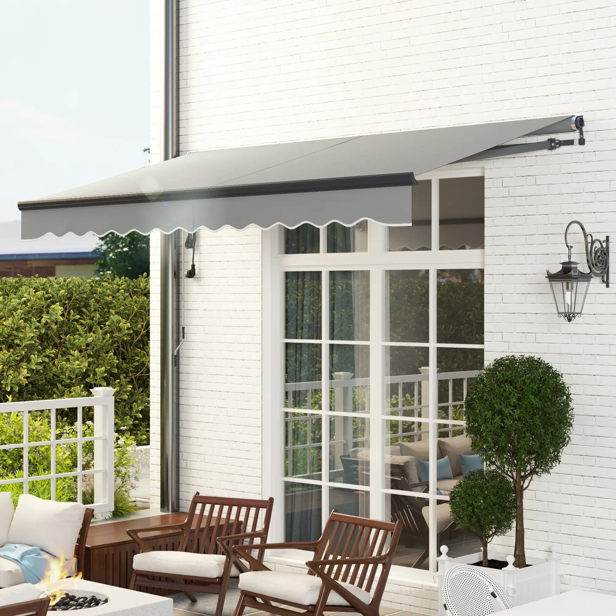 Dark Grey 3.5m x 3m Electric Awning with Remote Controller, Aluminium Frame- UV30+ Sun Shade Canopy