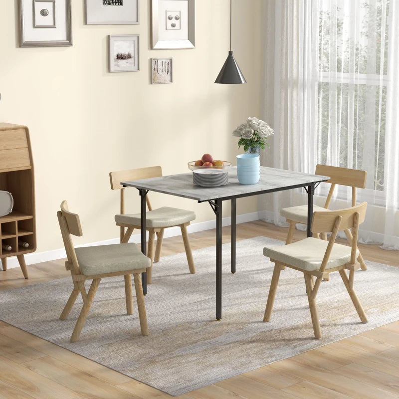 Stylish Grey Four-Person Drop Leaf Dining Table - Space-Saving Design for Modern Homes and Small Dining Areas