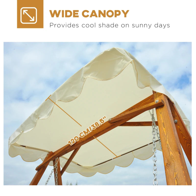 Cream White 2-Seater Wooden Garden Swing Hammock