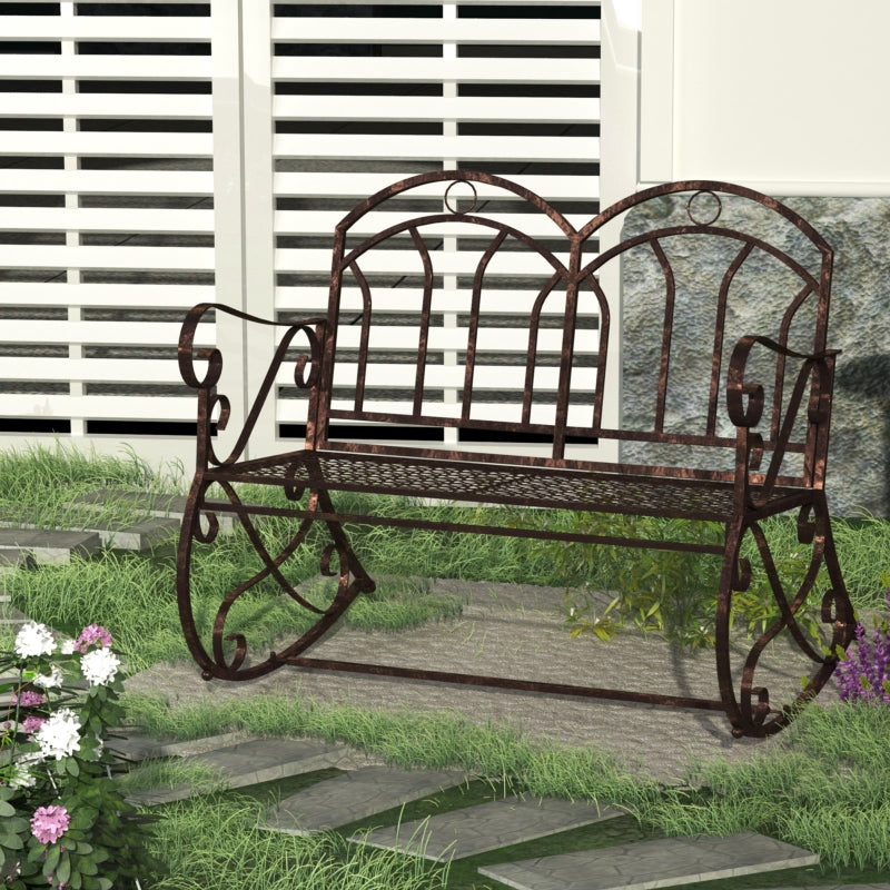 Bronze Red Iron Rocking Chair for Outdoor Use