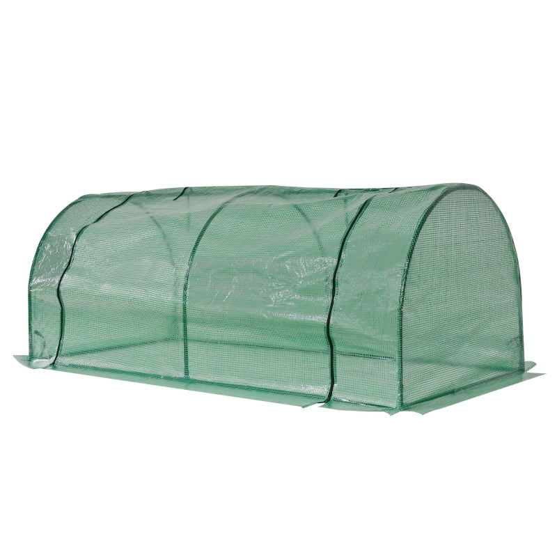 Green Steel Frame Garden Tunnel Greenhouse, 200x100x80cm
