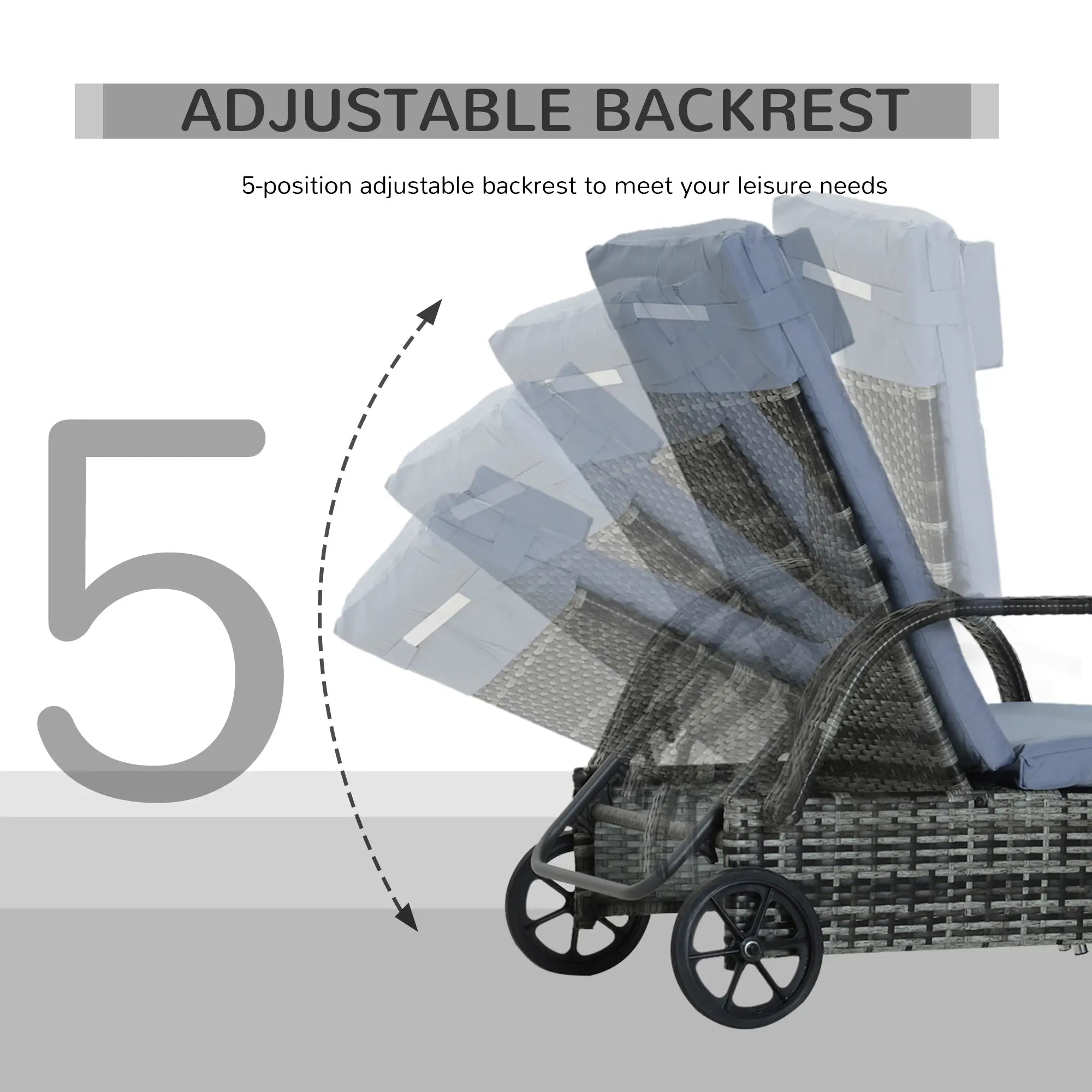 2 Piece Rattan Sun Lounger Recliner Set - Adjustable Headrest with Fire Retardant Cushions