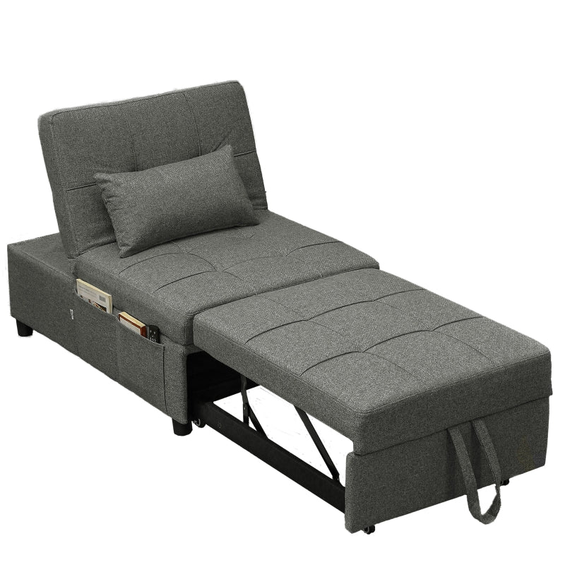 Versatile Dark Grey Four-in-One Sleeper Chair for Compact Living Spaces