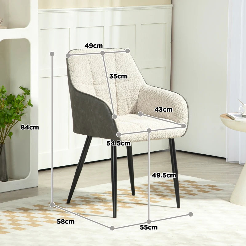 Upholstered Accent Chair with Foot Pads, Chenille Fabric Front and PU Back, Ideal for Living Room or Bedroom, Cream White