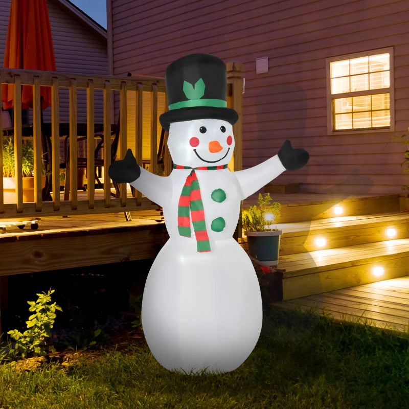 6.5ft Inflatable Snowman with LED Lights - Christmas Air Blown Holiday Decoration for Outdoor Garden Festivities