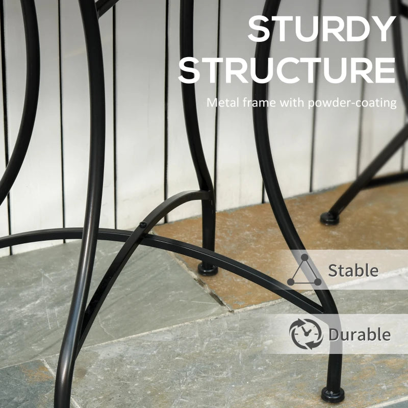 Round Mosaic Garden Table - Grey/Black