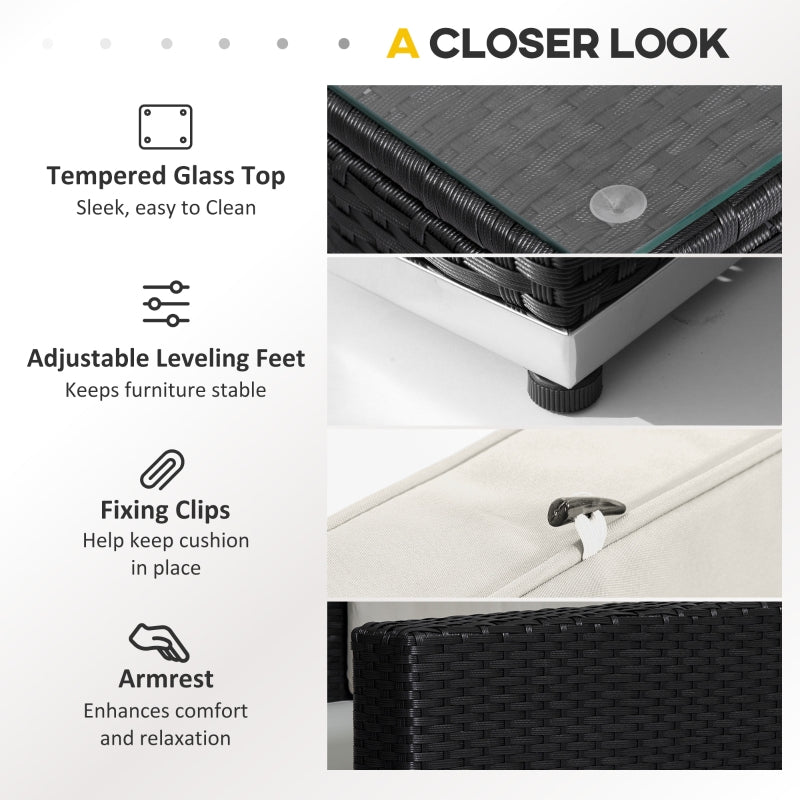 8-Piece Luxe Noir Rattan Corner Sofa Set