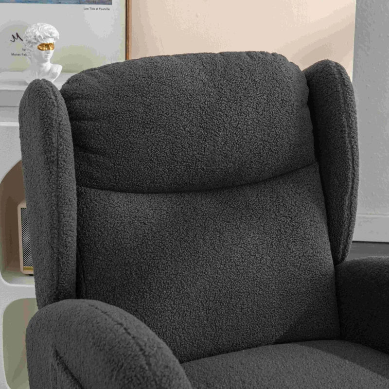 Stylish Grey Wingback Chair with Padded Seat for Living Room or Bedroom, 96.5x71x101 cm