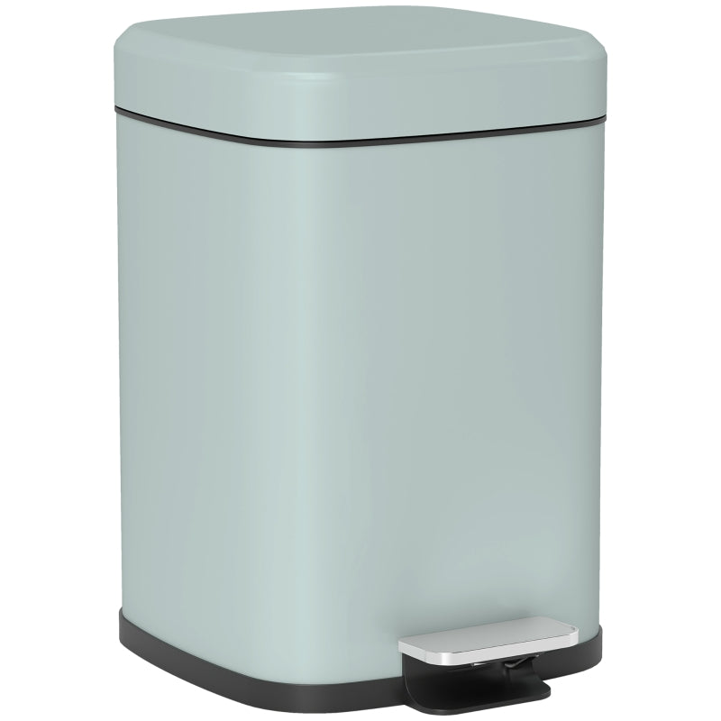 12L Modern Boxy Metal Kitchen Bin - Stylish Light Green Trash Can for Home Organization & Waste Management