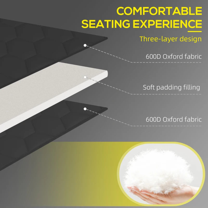 Adjustable Padded Sun Lounger Chair - Five-Position Recline, Outdoor Black Lounge Furniture