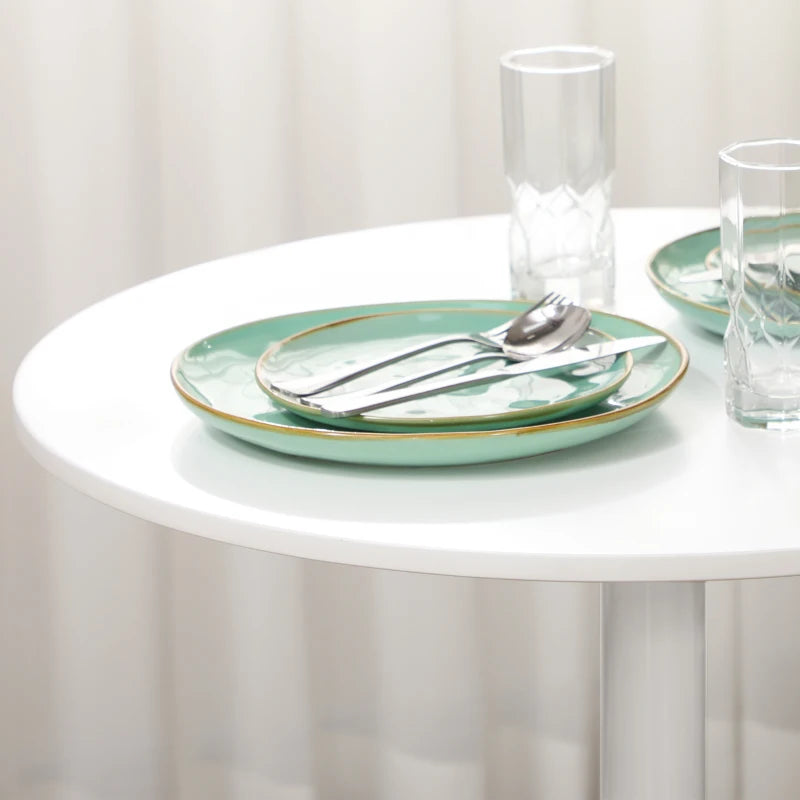 Minimalistic White Dining Table for Two - 75H x Φ70cm Modern Design Perfect for Small Spaces