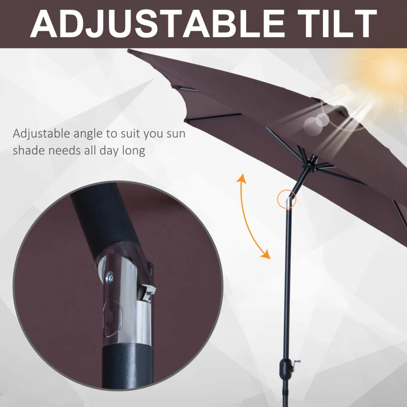 Brown Tilt Crank Patio Umbrella