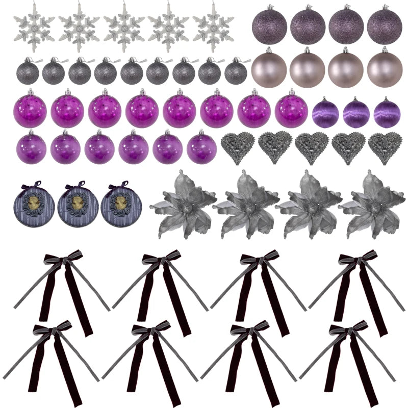 6ft Artificial Christmas Tree with Purple Decorations & Lights - Perfect Holiday Decor for Festive Celebrations