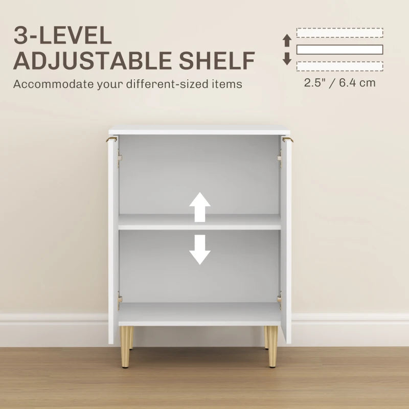 Adjustable White Shelf Sideboard - Modern Storage Cabinet with Versatile Shelves for Living Room, Dining Room, or Office