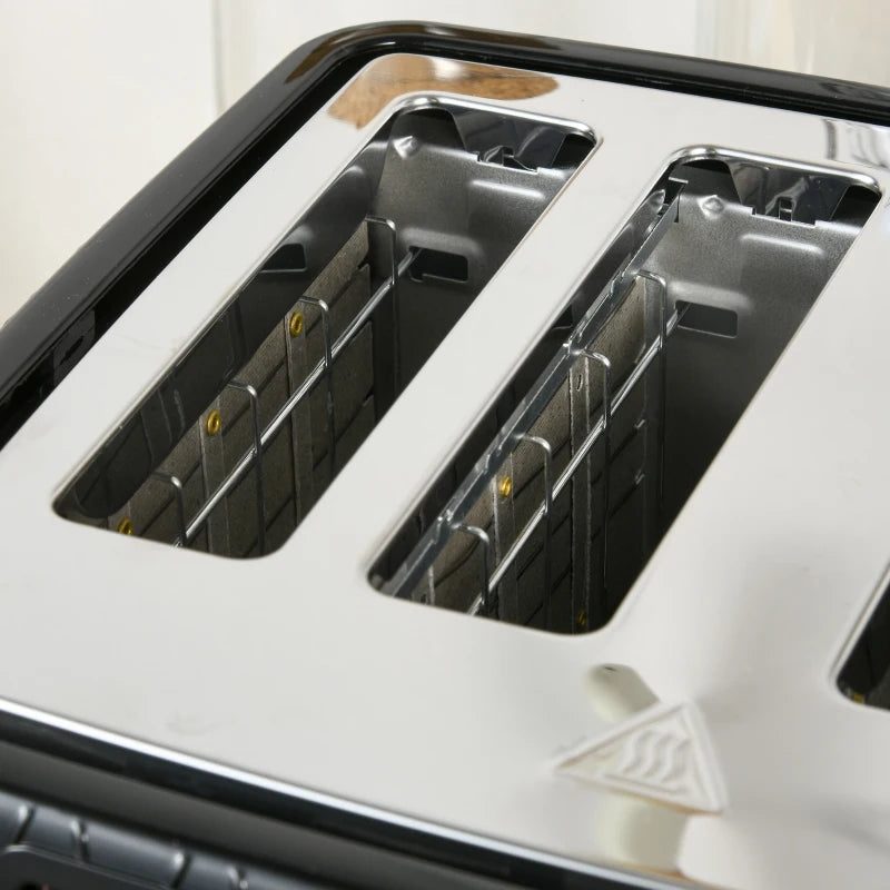 4 Slice Toaster with 7 Browning Levels, High Lift, Auto Off, Black Honeycomb Texture - Perfect for Even Toasting