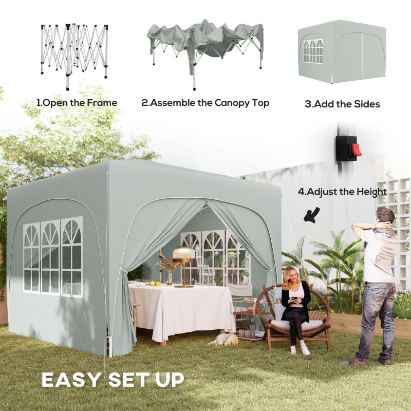 Light Grey 3x3m Pop-Up Gazebo with Accessories
