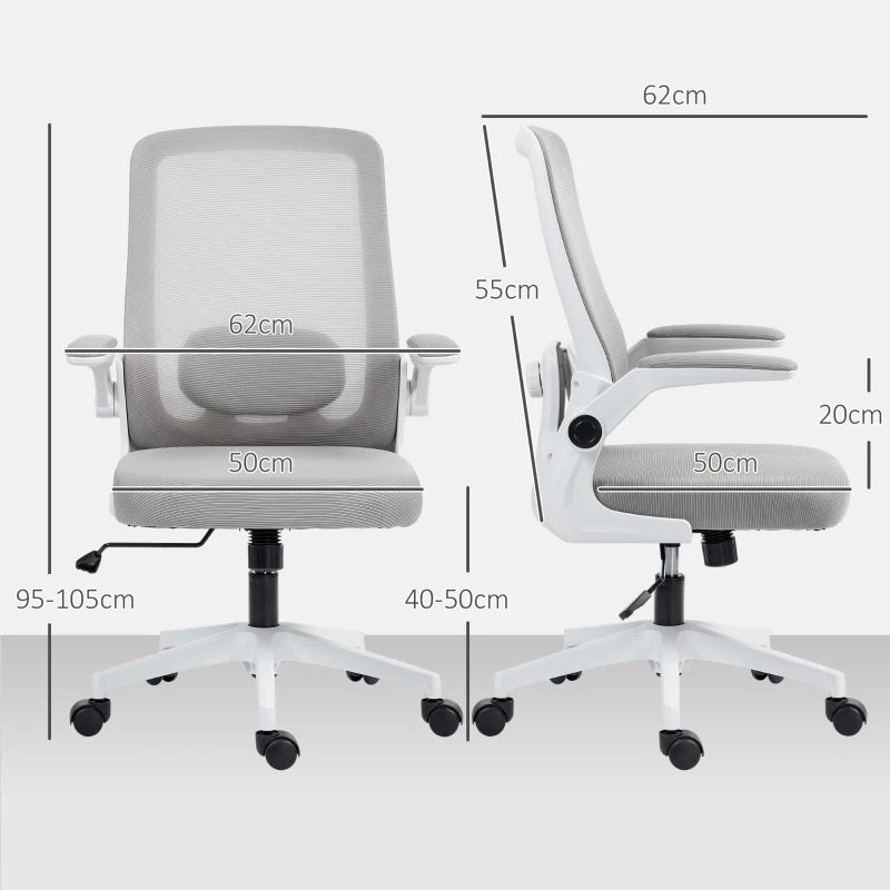 Ergonomic Mesh Back Adjustable Office Chair in Grey - Comfortable, Breathable Design for Home & Office Use